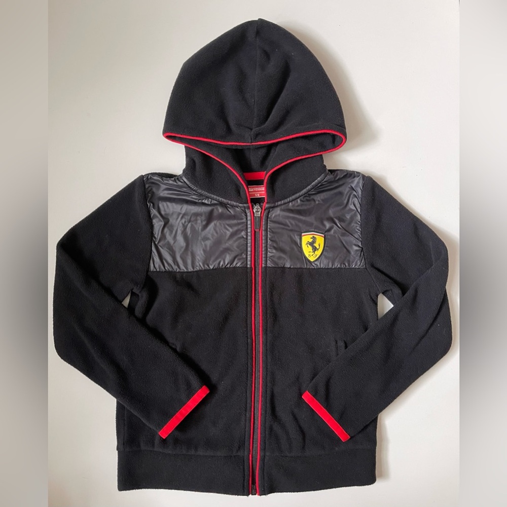 Scuderia Ferrari Boys’ Black Zip-Up Fleece Jacket - Size 5/6